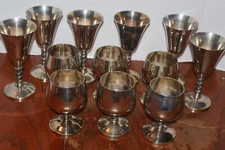 12 Romas Silver plated Goblets (6) 4" & (6) 5 3/4"  Made In Spain Madrid Ex Cond
