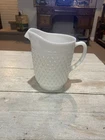 Vintage LARGE 2-Qt Fenton Hobnail Milk Glass Farmhouse Cottage Style Pitcher