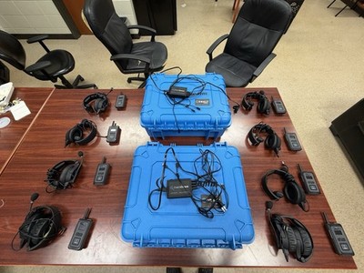 CoachComm Cobalt Plus DECT Digital Two-Way Radio Lot w/ Headsets, Blue Cases
