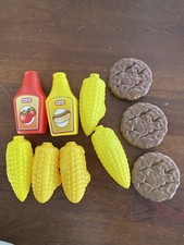 Vintage Fisher Price Little Tikes Play Food Lot of 10 Corn Cob, Hamburger, Etc