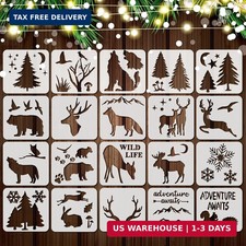 20 Pcs Forest Animal Painting Stencils Wildlife Reusable Bear Deer Wolf Moose