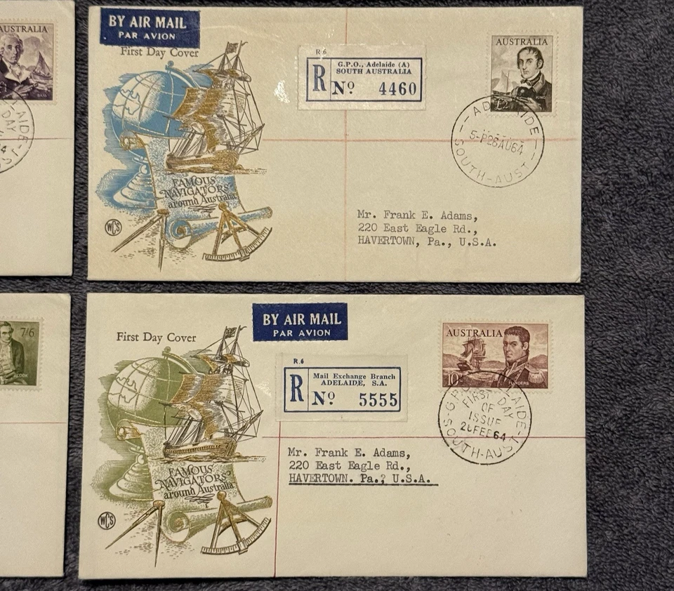Lot of 6 Australia 1963 Abel Tasman First Day Covers Registered Airmail FDC - Image 2 of 4