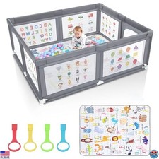 Extra Large 71x60" Premium Baby Playpen with Mat - Safe Indoor/Outdoor Center