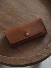HERMES Sellier Leather Glasses Case Vintage Brown