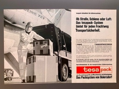 Beiersdorf tesapack Tesa Boeing 727 Jet retro 1972 Vintage Ad Werbung Reklame V2