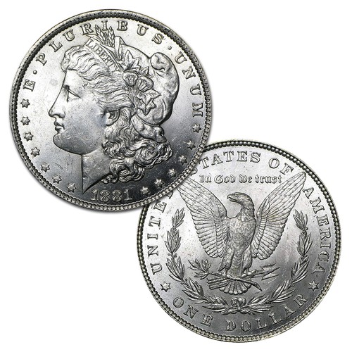 1881 P Morgan Silver Dollar $1 Brilliant Uncirculated BU 90% Silver