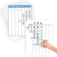 12 Pack Long Division Dry Erase Board, 12x9, Math, Manipulatives, Kids