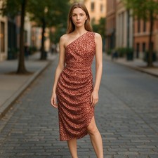 NWOT Women's PrettyLittleThing Animal Print Satin Bodycon Dress