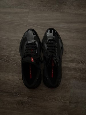 New PRADA Americans Cup Original Sneaker Men Shoes Size 11 EU 44 Black Leather