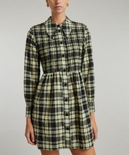 Ganni Checkered Seersucker Shirt-Dress - Size 36, Excellent condition pre-owned