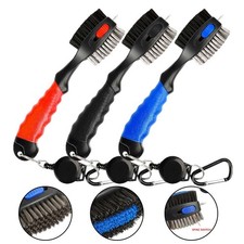 Double Sided Golf Club Cleaning Brush with Retractable Groove Sharpener