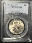 1954-S Franklin 50c Silver Half Dollar PCGS MS 64