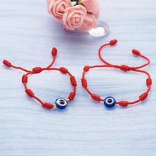 7 Knot Evil Eye Beaded Bracelet Red String Crystal Protection Amulet Bracelet