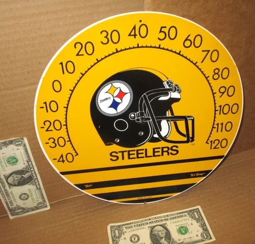 PITTSBURGH STEELERS Vintage Thermometer Face -12" Sign NFL FOOTBALL PENNSYLVANIA