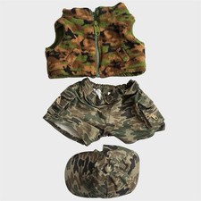 Build A Bear Camouflage Camo Military Outfit Vest, Pants  Hat BABW