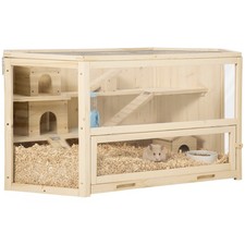 Wooden Hamster Cage Small Animal Exercise Play House 3-Tier,W/ Tray