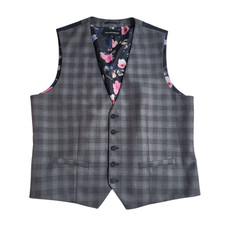 Taylor & Wright Waistcoat Grey Check Smart Formal Men's XL 44-46"