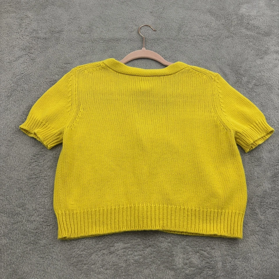 Cárdigan Suéter Recortado Marca Lucky De Colección Mujeres L Amarillo Manga Corta Cottagecore Foto 2 de 4