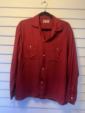 Vintage 1950  s Penney  s Towncraft Rayon Gabardine Shirt Size Large Red   