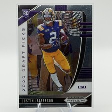 Justin Jefferson LSU Tigers 2020 Prizm Draft Picks Panini Rookie RC #126 Card. rookie card picture