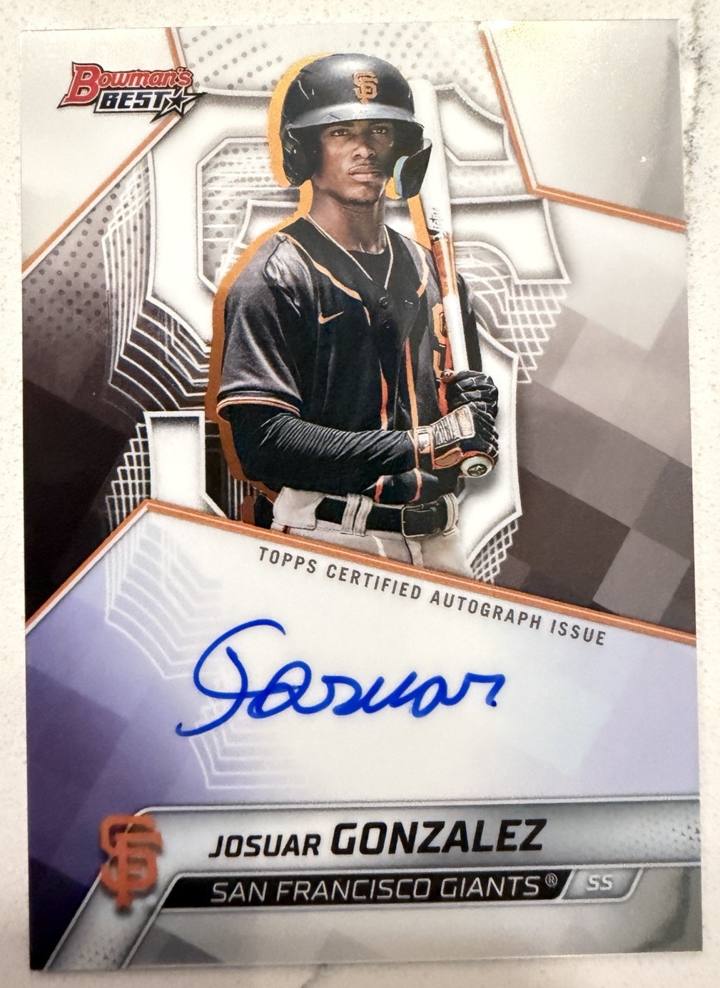 2025 Bowman Chrome Prospect Autographs Josuar Gonzalez Giants Auto #CPA-JD