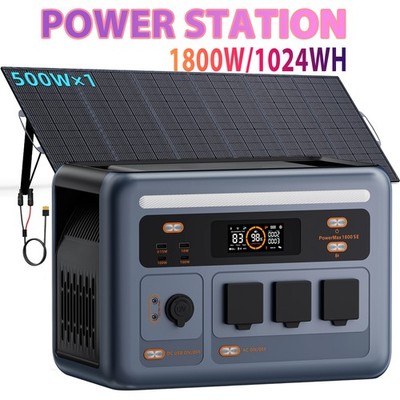 OSCAL Power Station 1800W/1024Wh LiFePO4 Generator with Solar Panel for Home RV