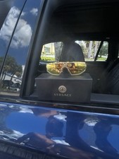 Authentic Versace Shield Sunglasses Gold Frame / Yellow Lens With Box