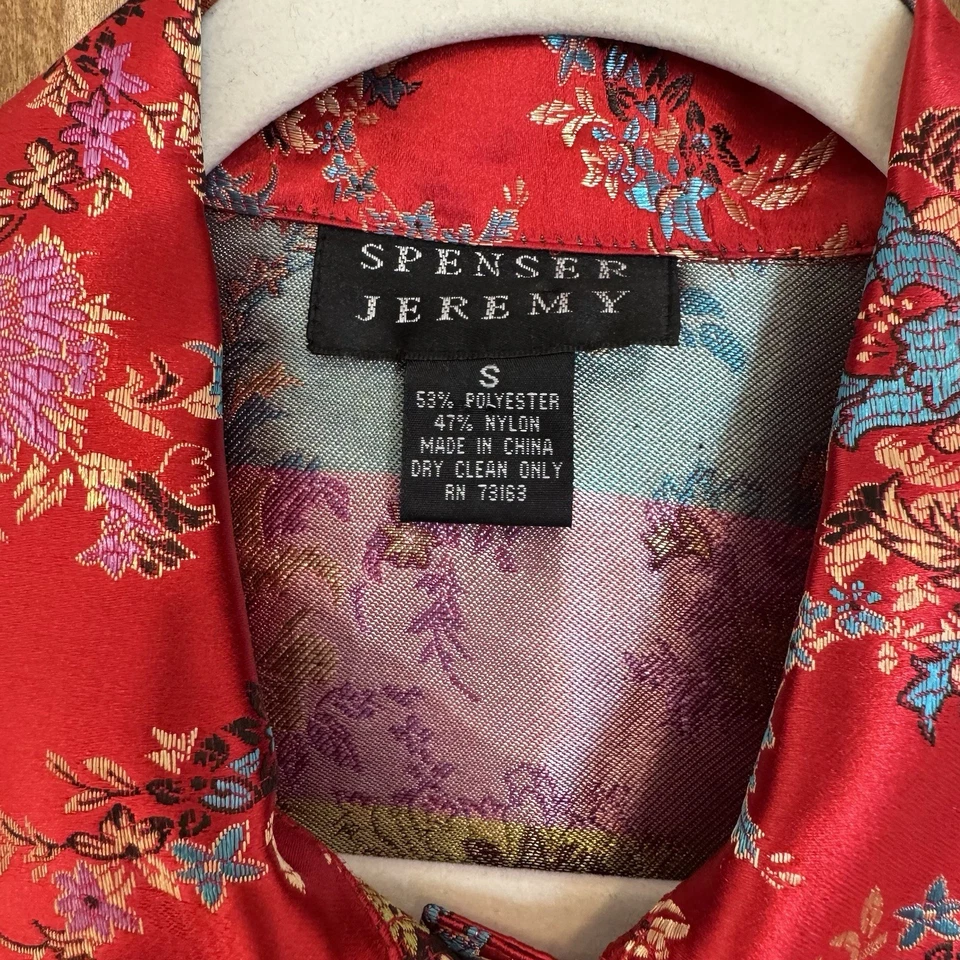 Chaqueta DE COLECCIÓN SPENSER JEREMY Para Mujer Arte Floral Oriental Rojo Dorado Azul Talla S Foto 2 de 4