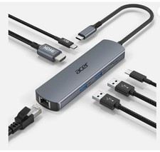 6 in 1 USB C Hub with Ethernet 4K 60Hz USBC to HDMI Multiport Adapter 100W PD