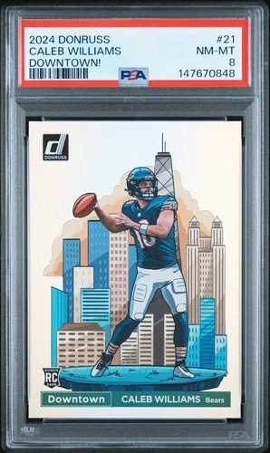 2024 Donruss Downtown #21 Caleb Williams RC PSA 8 Chicago Bears Rookie Case Hit