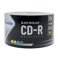 50 Pack Smartbuy CD-R 52X 700MB 80 Mins Double Side Black Vinyl Blank black