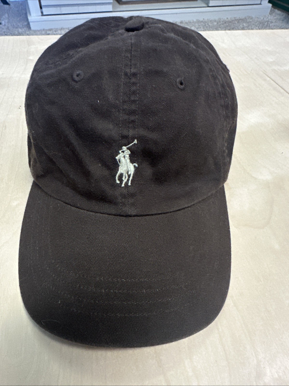 Cappello Vintage Polo Ralph Lauren Marrone Pelle Cinturino Schienale Beige Pony Cap