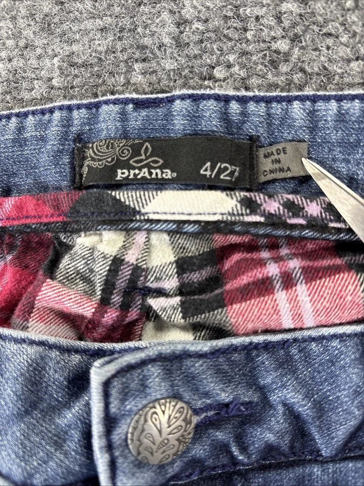 Pantalones de mezclilla Prana forrados de franela para mujer 4-27 azul algodón orgánico elástico Foto 4 de 4
