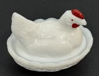 Vintage Westmoreland Milk Glass Hen W Split Tail Sitting On Nest 3.5” Excellent