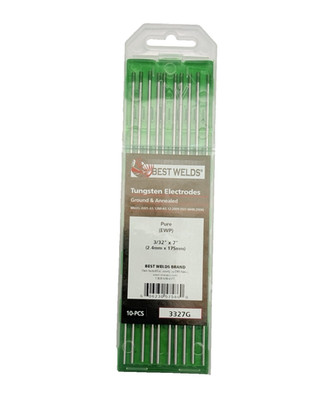 PACK OF 10, BEST WELDS 3327G  TUNGSTEN ELECTRODES 3/32'' x 7'' PURE (EWP)