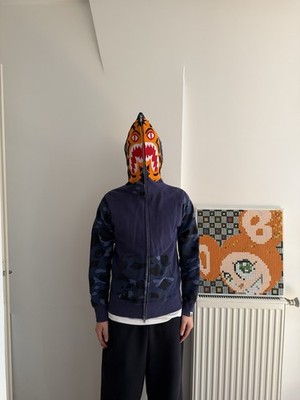 BAPE City Camo Tiger Shark Hoodie Blau Größe M - Original - Full Zip Selten