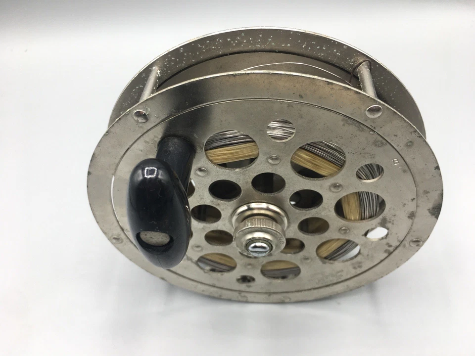 Carretel de pesca Pflueger Sal-Trout #1558 5,5" alça única com linha vintage - Imagem 4 de 4