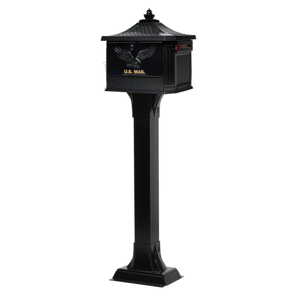 Mailbox Post Black Adjustable Height Aluminum Top Mount Installation Hardware - Image 3 of 4