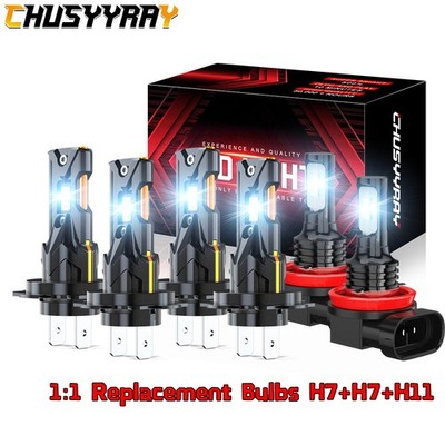 For Smart Fortwo 2008-2014 2015 H7 H7 H11 LED Headlight Fog Bulbs Hi.Lo Beam KIt