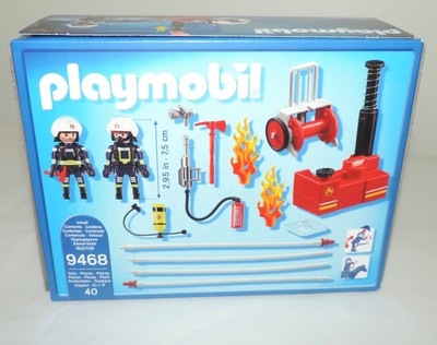 Playmobil Firefighters With Water Pump Building Set - Action Figure Playset With Motorcycle & Flames | Ages 5-10