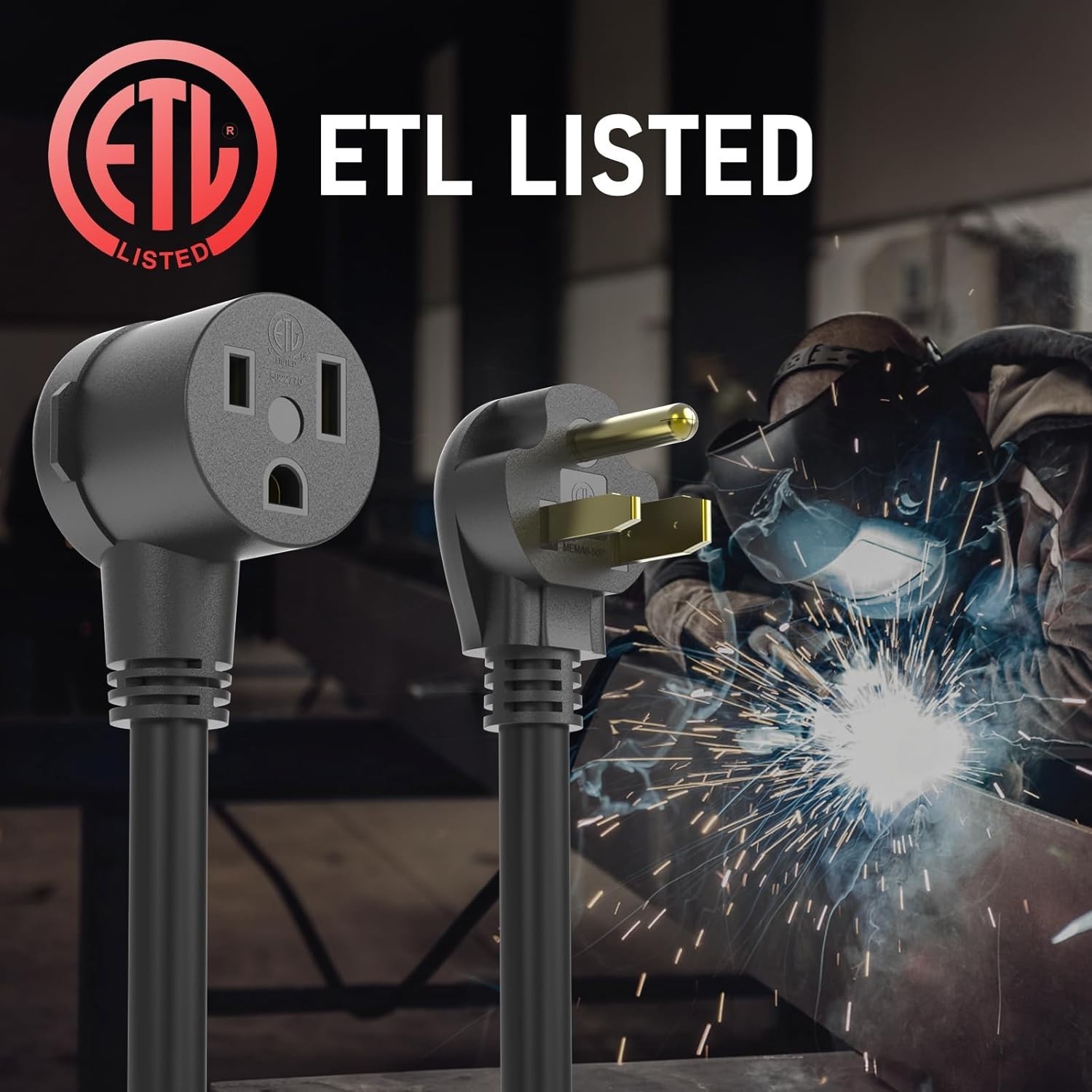 Flexible 15ft 10 AWG Welder Cord - NEMA 6-50P Connector for Indoor & Outdoor Use