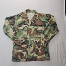 Vintage US Army BDU Jacket Mens Medium Long Woodland Camo Combat USGI Field 80s