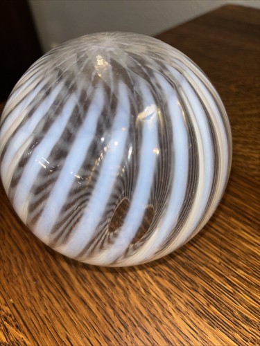 Antique Opalescent Swirl Globe Victorian Glass Fixture Lamp Shade - Picture 4 of 9