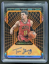 2018-19 Panini Obsidian Trae Young Matrix Auto Electric Etch Orange RC #/25