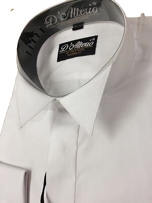 KOSTENLOSER VERSAND weißes COTTON RICH Herrenhemd mit Flügelkragen Hochzeit 14,5-23 Zoll neu mit Etikett