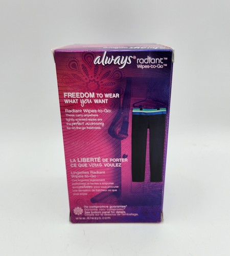 Always Radiant Wipes To Go 46 Count Box Individually Wrapped NIP - Picture 3 of 5