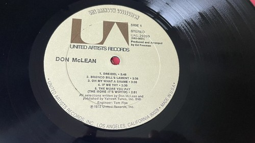 DON McLEAN - DON McLEAN NEAR MINT VINYL LP / USA / LYRIC INNER - Bild 7 von 11