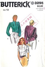 1970's Butterick Misses' Blouse Pattern 3295 Size 12 UNCUT