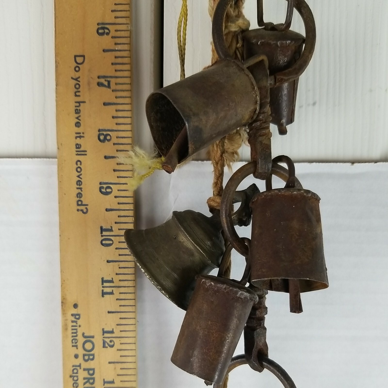 Vintage 25 Inch Rustic Handcrafted Door Wind Chimes/Alarm Metal Bells Rope/Metal