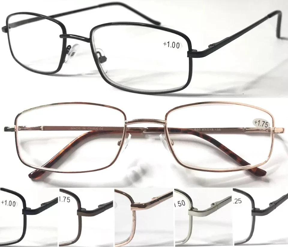COMFORT PLUS S90 Classic Style Metal Reading Glasses +0.5~+4.00 Spring Hinge Comfort Arm UK